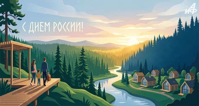 Красивая открытка на День России 12 июня