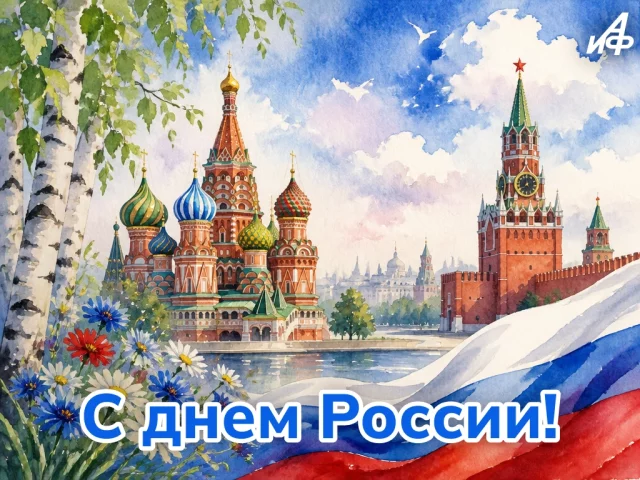 Красивая открытка на День России 12 июня