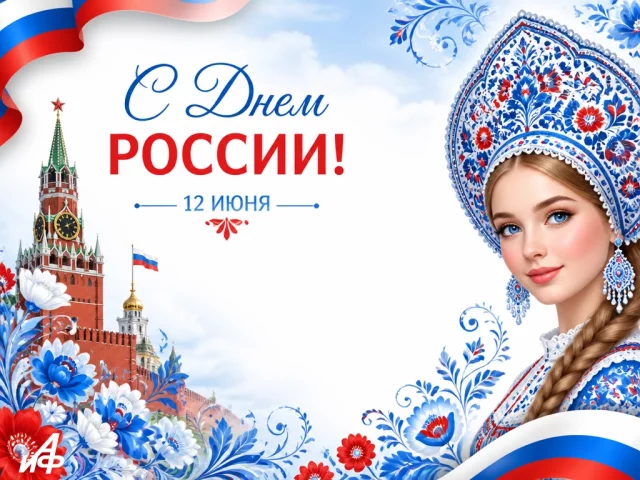 открытка на 12 июня День России для мессенджеров и соцсетей