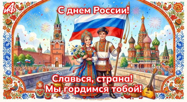 Красивая открытка на День России 12 июня