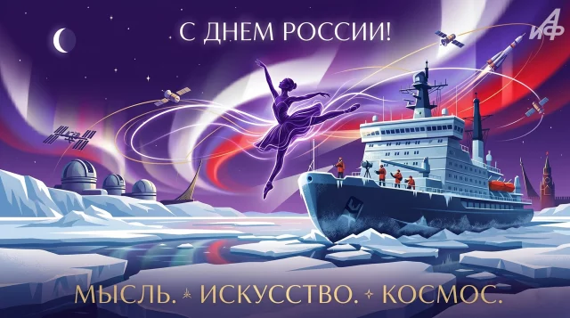 Красивая открытка на День России 12 июня
