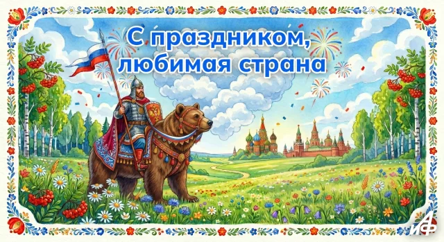 Красивая открытка на День России 12 июня