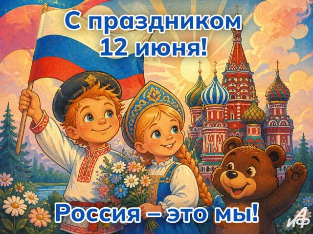 Красивая открытка на День России 12 июня