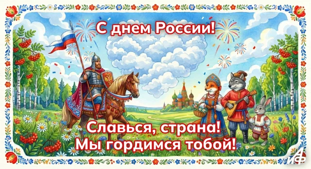 Красивая открытка на День России 12 июня