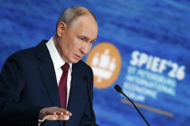 5 июня 2026. Президент РФ Владимир Путин выступает на пленарном заседании XXIX Петербургского международного экономического форума.