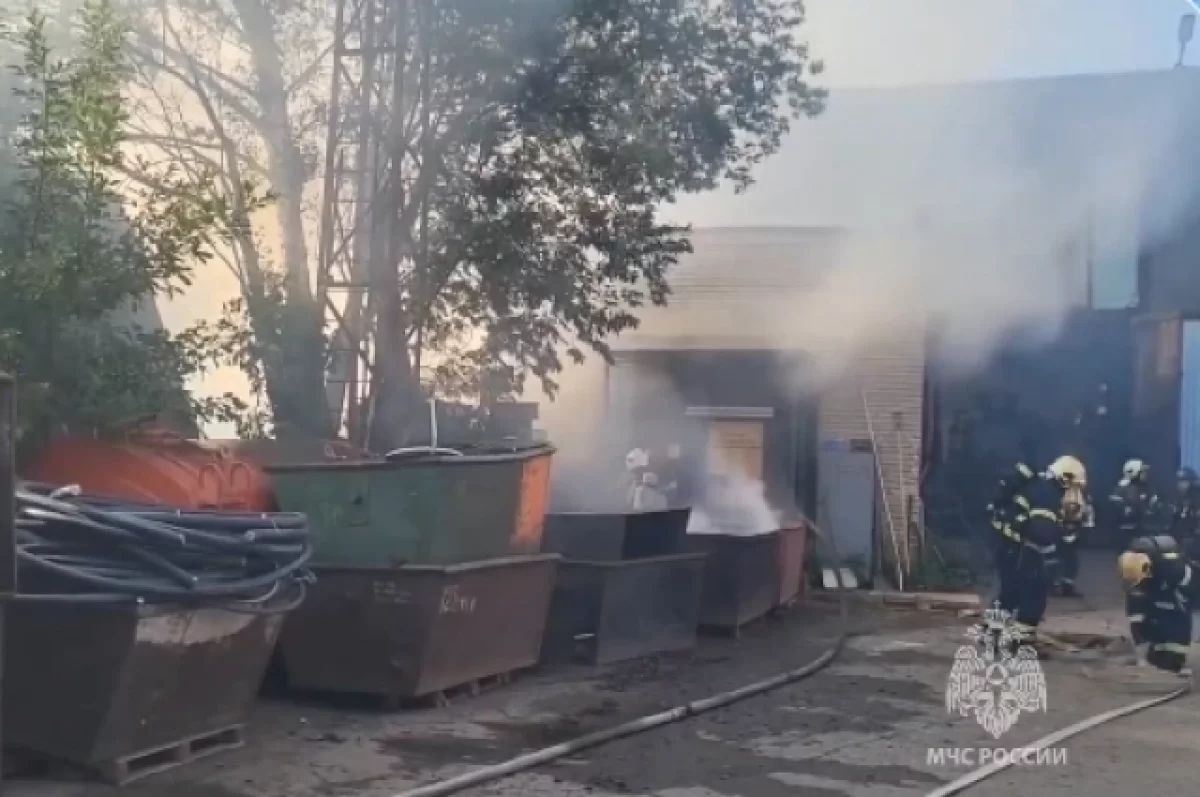 Два человека пострадали при пожаре в ангаре в Петербурге
