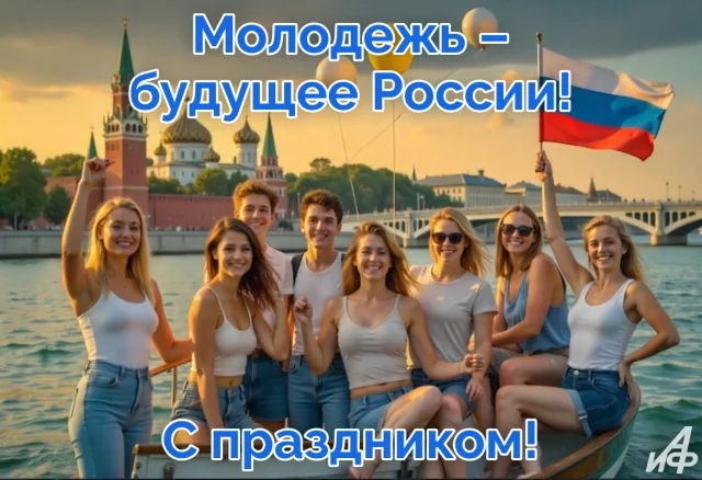красивая открытка с Днем молодежи России