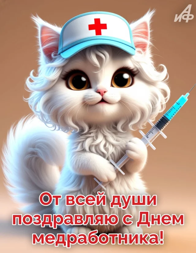 открытка ко Дню медработника с букетом цветов и теплыми словами