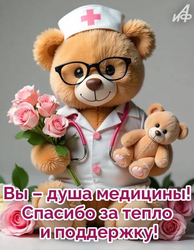 яркая открытка ко Дню медика с благодарностью медицинским работникам