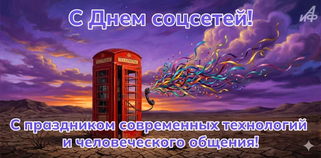 открытка с Днем социальных сетей и хорошим настроением