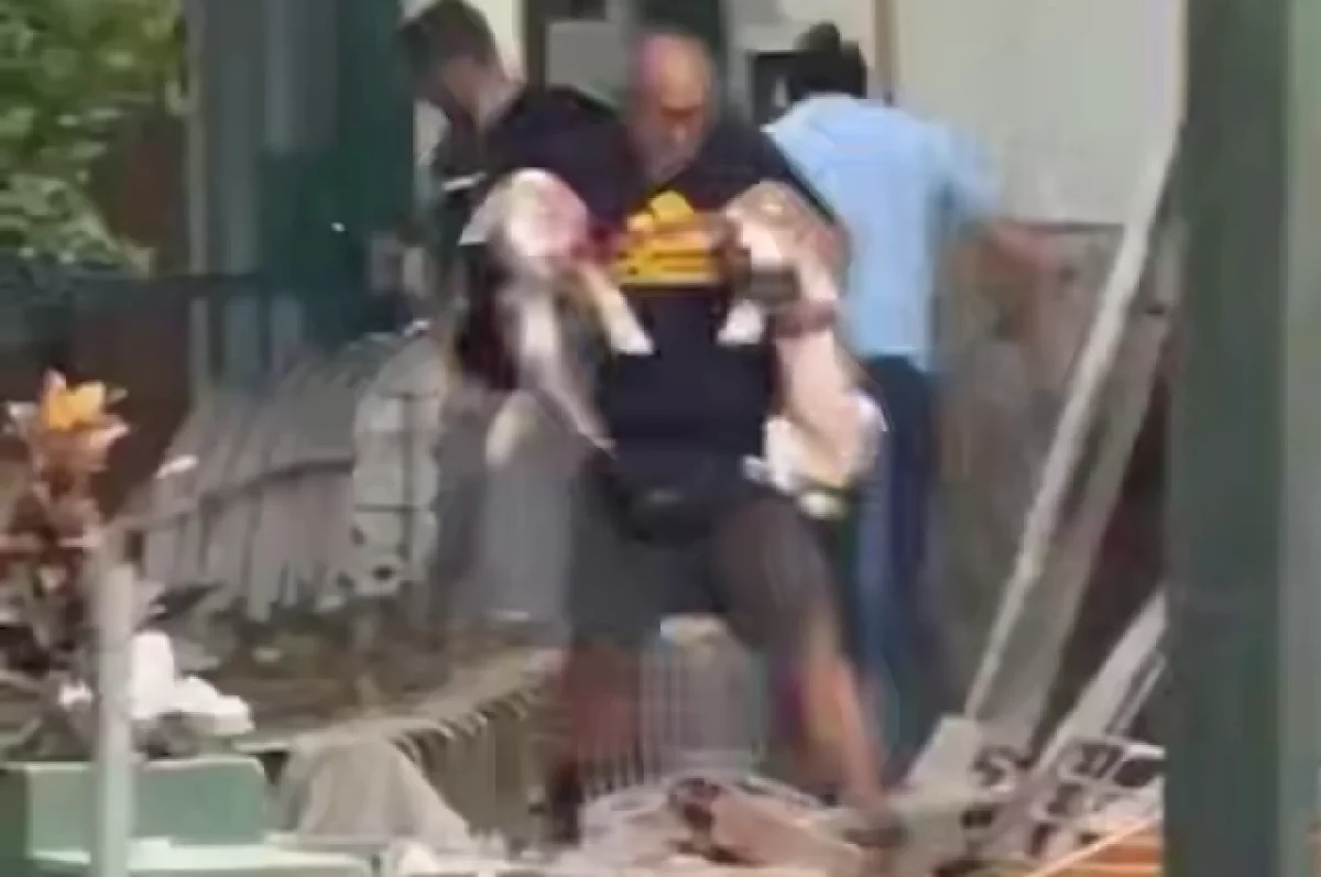Появилось трогательное видео, как мужчина спасает собак после землетрясения