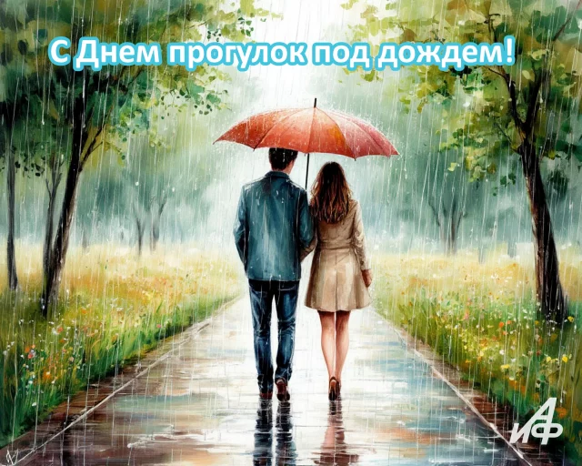 День прогулок под дождем отрытка