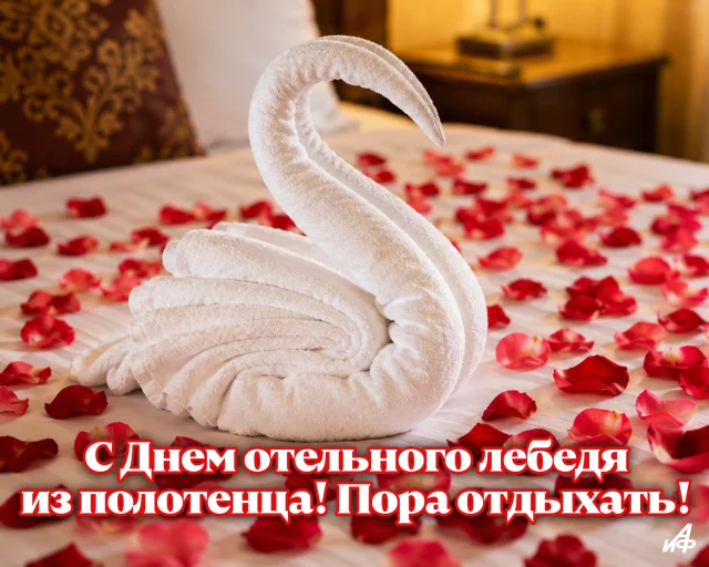 День отельного лебедя из полотенца открытка отпуск