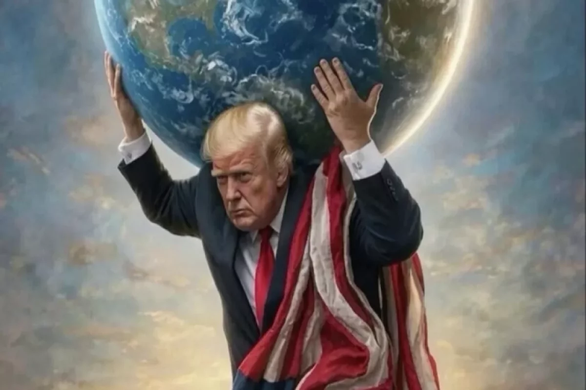 Трамп показал себя в виде атланта, несущего Землю на плечах