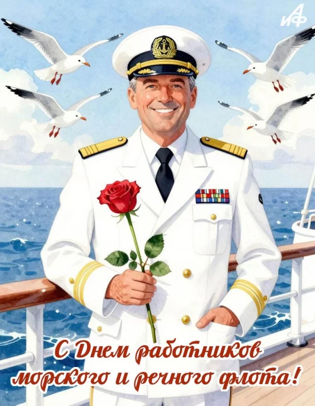 День работников морского и речного флота - поздравительная открытка