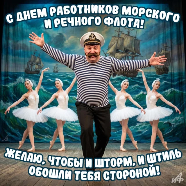 открытка с Днем работников речного флота с юмором