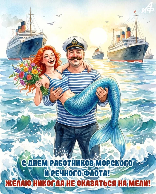 открытка с Днем работников речного флота с юмором