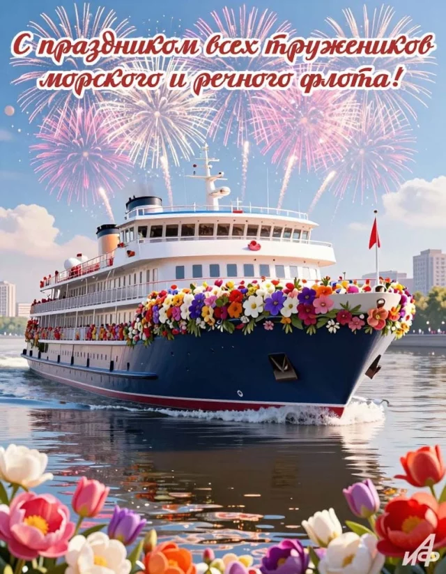 День работников морского и речного флота - поздравительная открытка