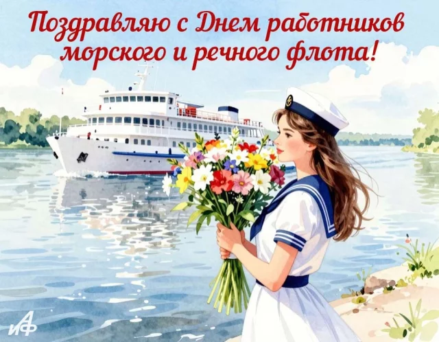 открытка с Днем работников морского и речного флота 2026
