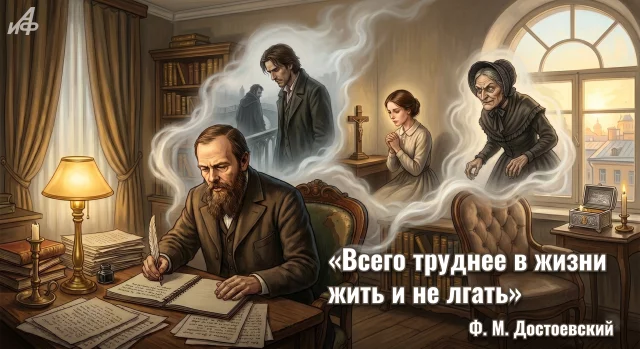 открытка с цитатой Достоевского на красивом фоне