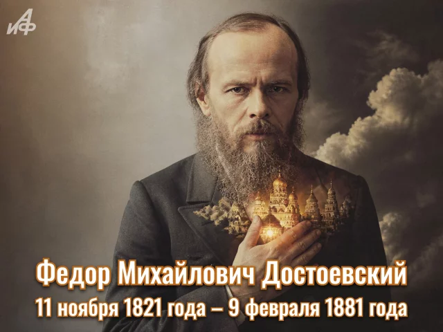 открытка с цитатой Достоевского о добре и зле