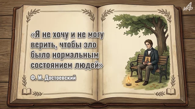 открытка с цитатой Достоевского на красивом фоне