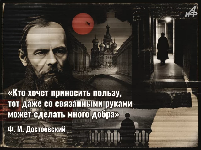 открытка с цитатой Достоевского на красивом фоне