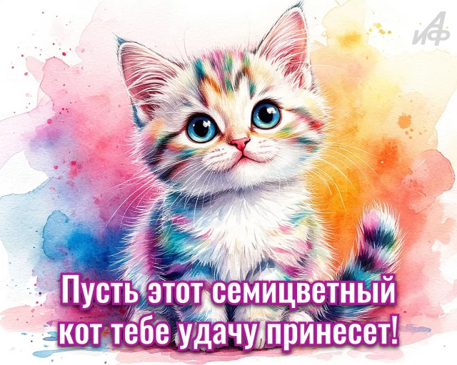 Душевная открытка с котиком и добрыми пожеланиями
