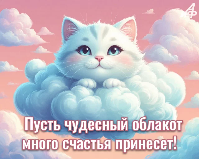 Душевная открытка с котиком и добрыми пожеланиями