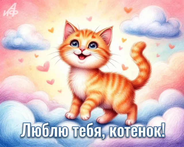 Открытка люблю тебя котенок