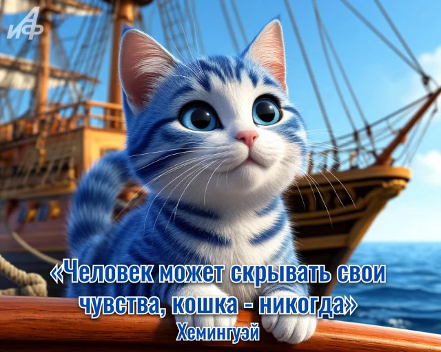 Мудрая цитата о котах на красивой поздравительной картинке