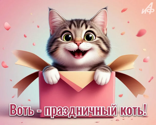 Открытка с юмором про праздник и котов