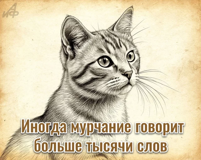Мудрый котик на открытке с философской мыслью