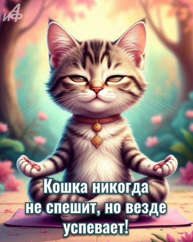 Мудрая картинка с кошкой о спокойствии и гармонии