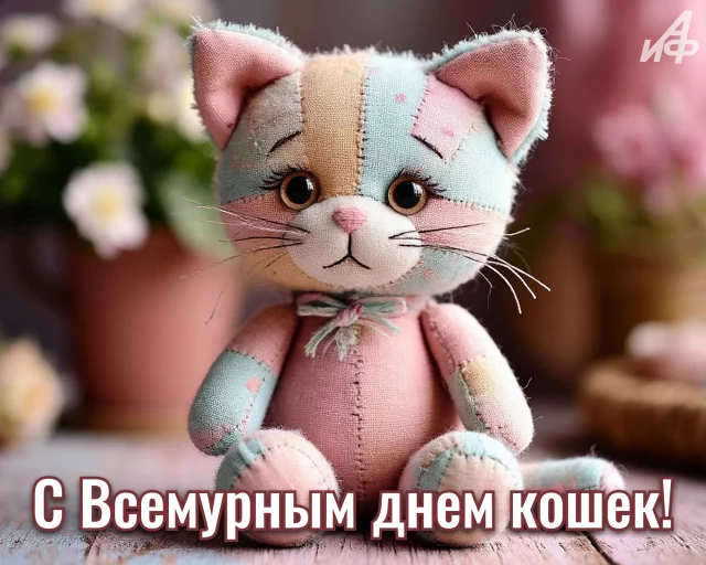 Красивая открытка с Днем кошек и теплыми пожеланиями
