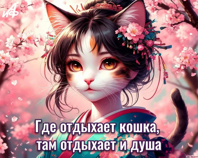 Открытка с восточной мудростью про кошку