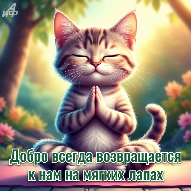 Правила жизни котика на красивой открытке