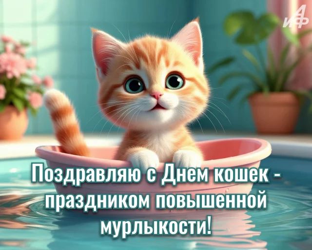 С Днем кошек открытка с пожеланием
