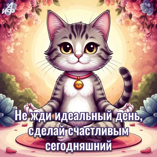 Мудрая картинка с кошкой о спокойствии и гармонии