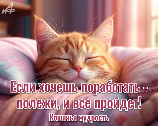 Пушистый кот и мудрая мысль о жизни и счастье