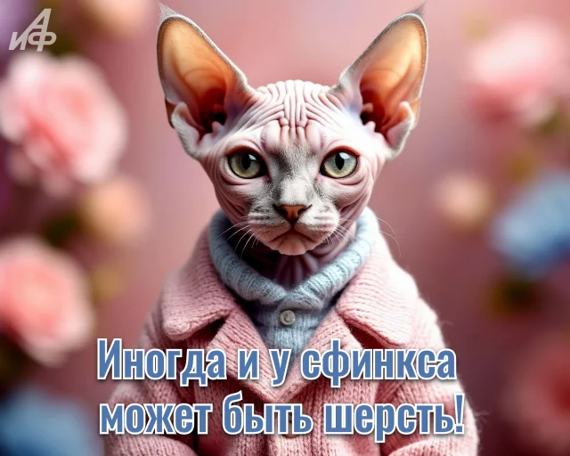Кошачья окрытка с прикольным статусом и юмором