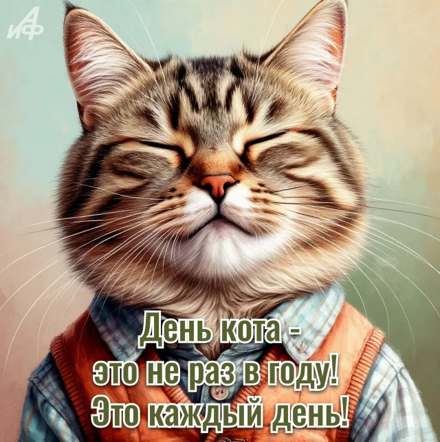 Открытка с юмором про день кота