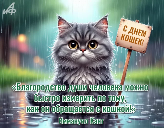 Цитата про котов от известных людей на открытке