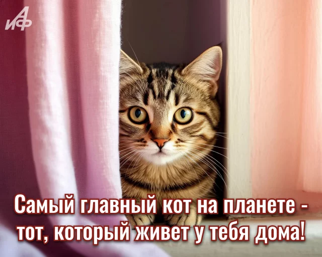 Открытка с котиком и философским высказыванием