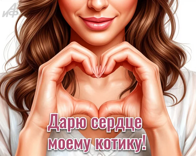 Открытка с любовью и сердцем для котика