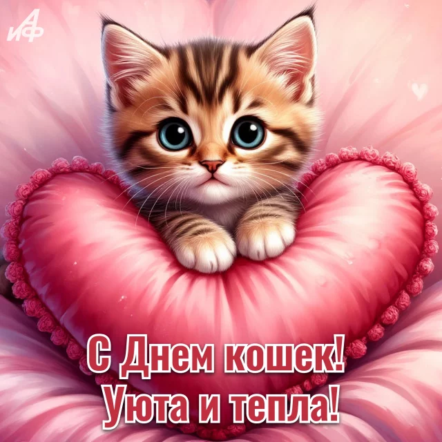 С Днем кошек открытка с пожеланием