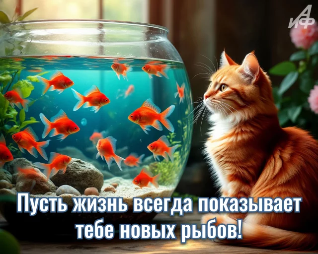 Забавная открытка с котэ для хорошего настроения