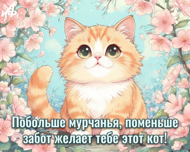 Красивая открытка с кошкой и теплыми пожеланиями