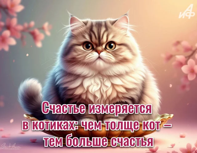 Котик с жизненной мудростью на стильной открытке