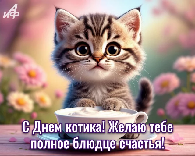 Душевные окрытки с Днем кота для любителей кошек